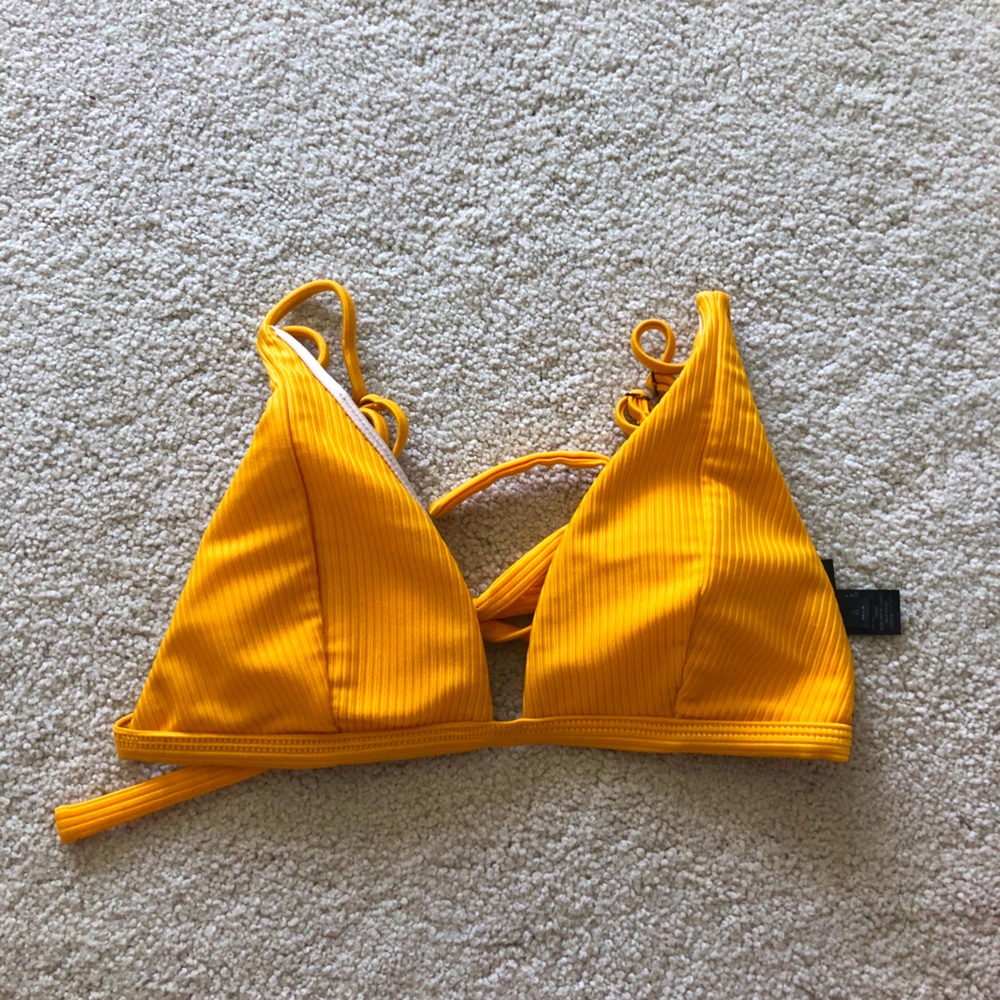 Yellow packing bikini top